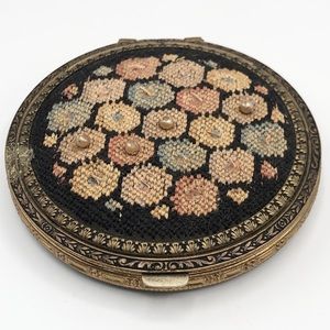 Evans Embroidery Petit Point Beaded Mirror Compact